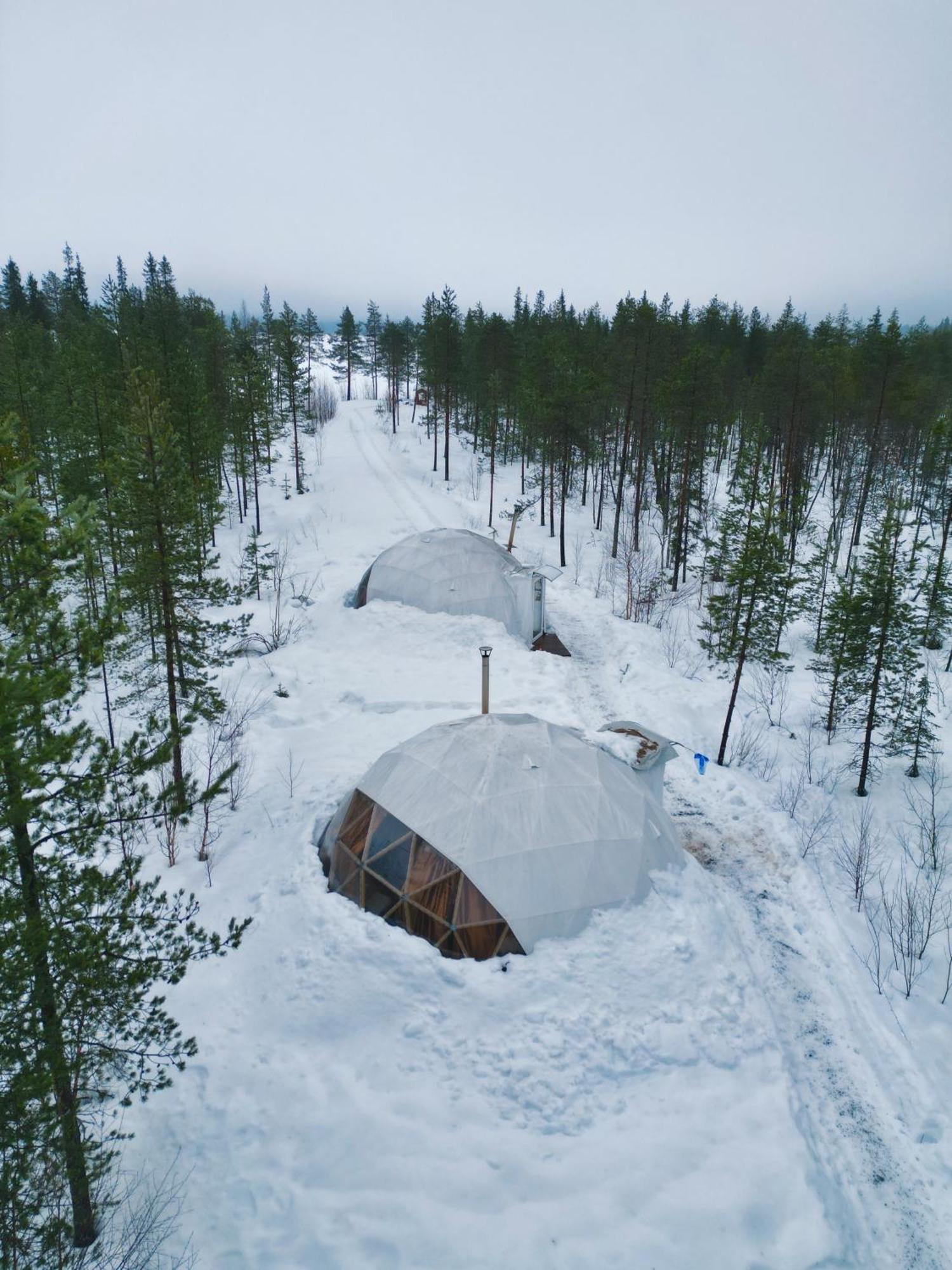 Aurora Igloo Fireplace-Heated Tents In A Secret Forest With Private Jacuzzi And Shared Sauna Bathroom And Dog Friendly Rovaniemi Eksteriør bilde
